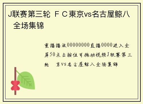J联赛第三轮 ＦＣ東京vs名古屋鲸八  全场集锦
